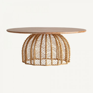 MESA DE CENTRO PLISSÉ RATTAN