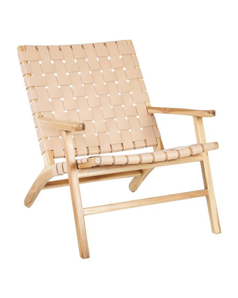 BUTACA BEIGE MADERA TECA-PIEL 74 X 78 X 75 CM REF.600388 BUTACA BEIGE MADERA TECA-PIEL 74 X 78 X 75 CM REF.600388