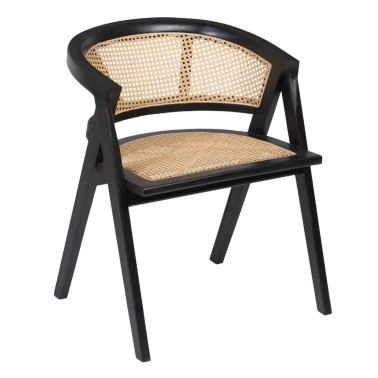 SILLA NATURAL-NEGRO RATÁN-MADERA SALÓN 59 X 59 X 75 CM REF.60588