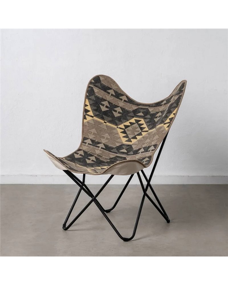 SILLA NEGRO-TAUPE TEJIDO-METAL SALÓN 75 X 75 X 95 CM REF.607865 SILLA NEGRO-TAUPE TEJIDO-METAL SALÓN 75 X 75 X 95 CM REF.607865
