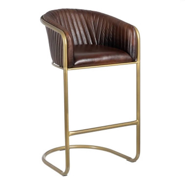 TABURETE MARRÓN METAL-PIEL SALÓN 56 X 54 X 98 CM REF.6058121