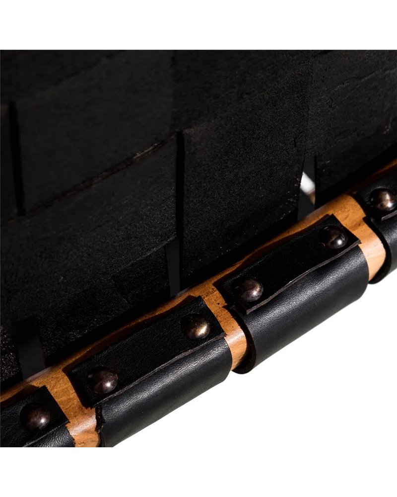 BUTACA NEGRO MADERA TECA-PIEL SALÓN 87 X 83 X 66 CM REF.106880