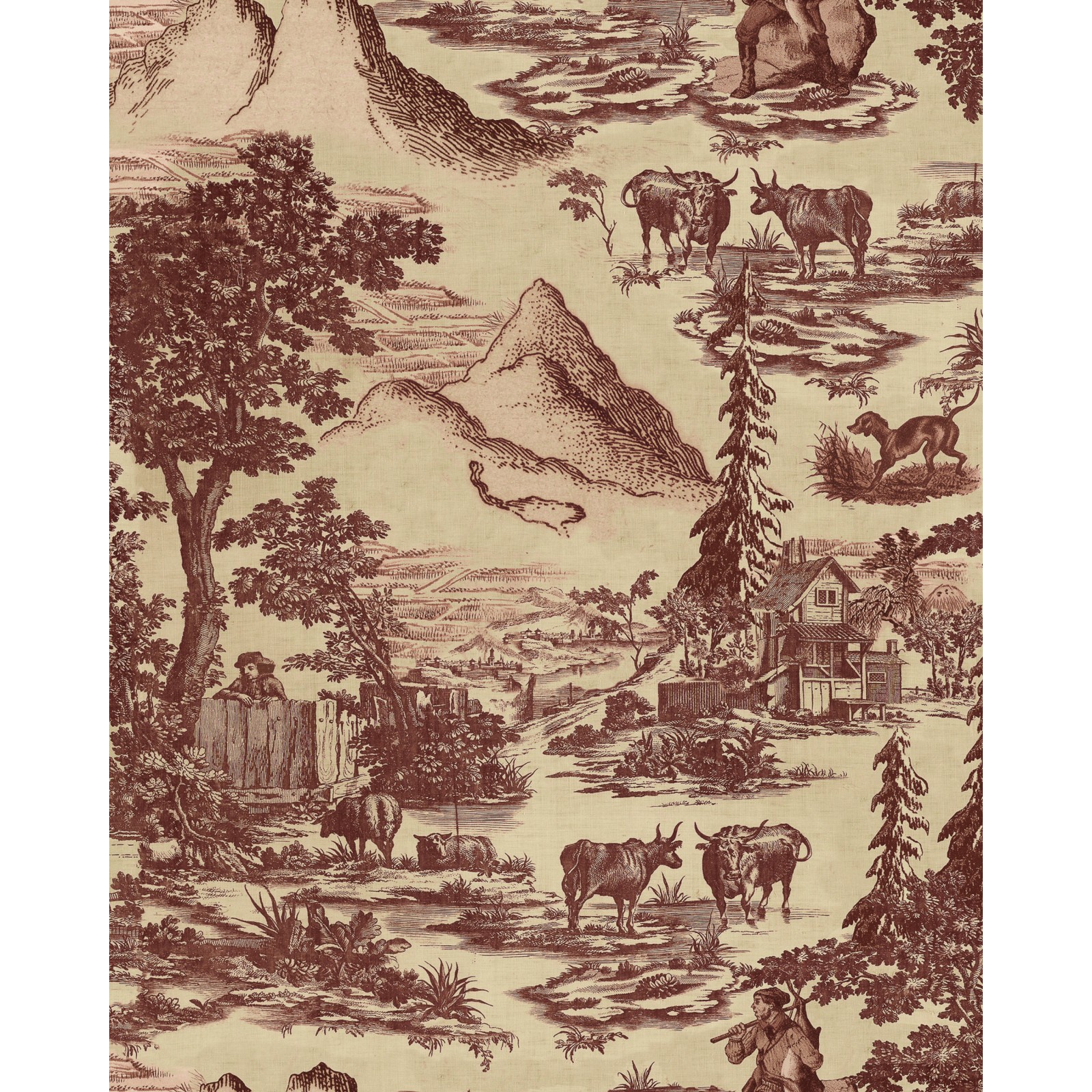 Toile Du Tyrol Burgundy 30147