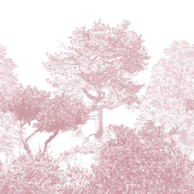 Classic Hua Trees Mural Wallpaper Burgundy