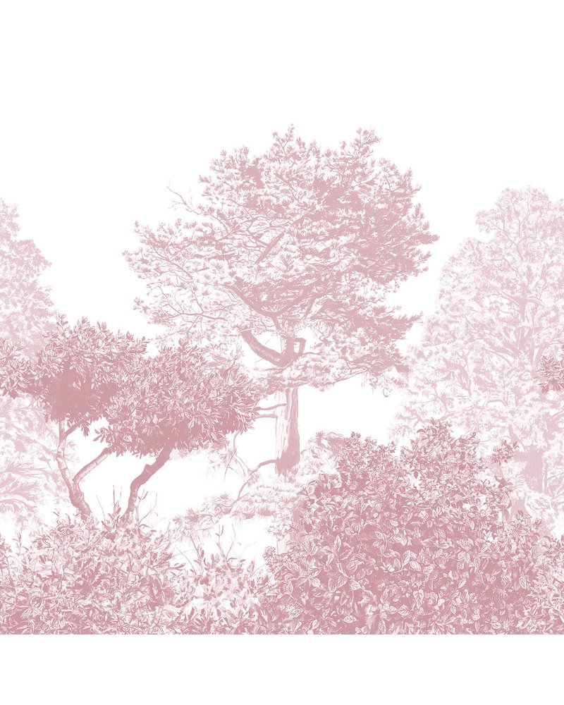 Classic Hua Trees Mural Wallpaper Burgundy