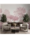 Classic Hua Trees Mural Wallpaper Burgundy