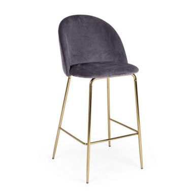 TABURETE BAR CARRY TERCIOPELO GRIS OSC
