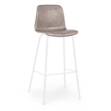 TABURETE BAR KYRA BLANCO PU BEIGE VINT.
