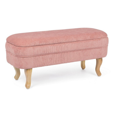 BANCO CON CAJÓN CHENILLE ROSA