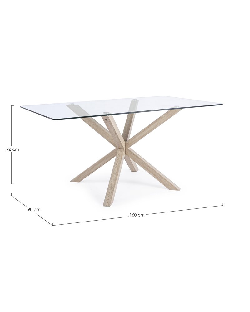 MAY TABLE RECT. GLASS LEG NAT. 160X90 MAY TABLE RECT. GLASS LEG NAT. 160X90