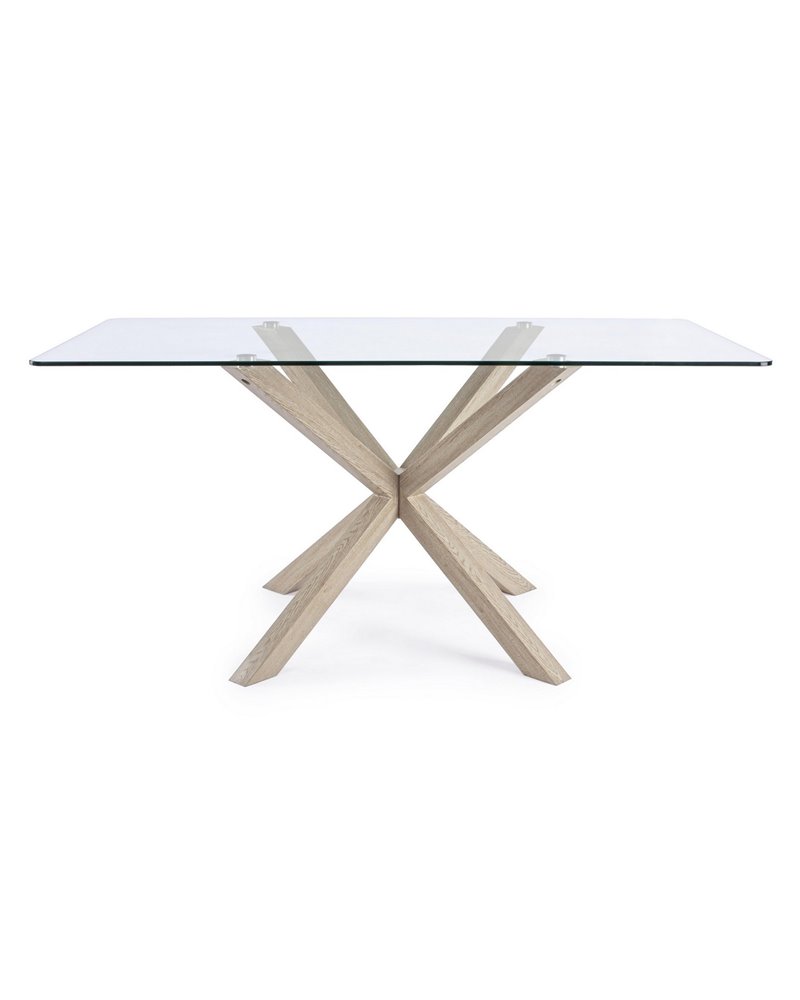 TABLE MAY RECT. PATTES EN VERRE NAT. 160X90