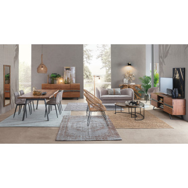 SILLA KYRA PU BEIGE VINT. ESTRUCT. NEGRO