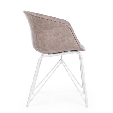 SILLA WARHOL BLANCO PU BEIGE VINTAGE
