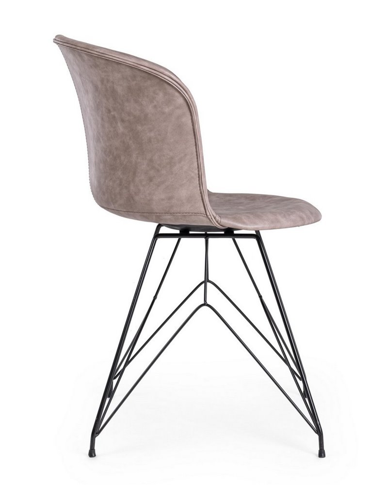 SILLA LOFT PU BEIGE VINT. ESTRUCT. NEGRO