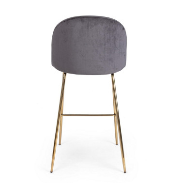 TABURETE BAR CARRY TERCIOPELO GRIS OSC