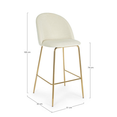 BAR STOOL CARRY VELVET WHITE