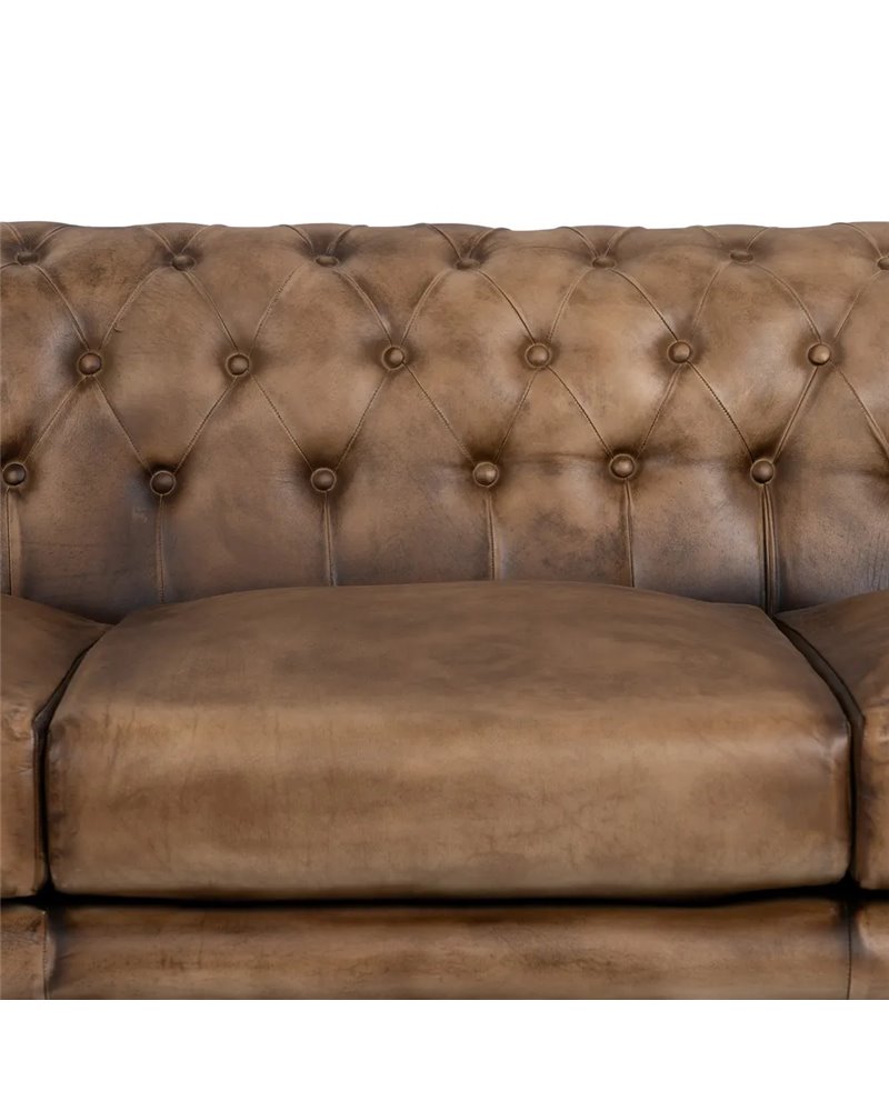 SOFÁ 3 PLAZAS MARRÓN PIEL SALÓN 206 X 85 X 74 CM REF.606276