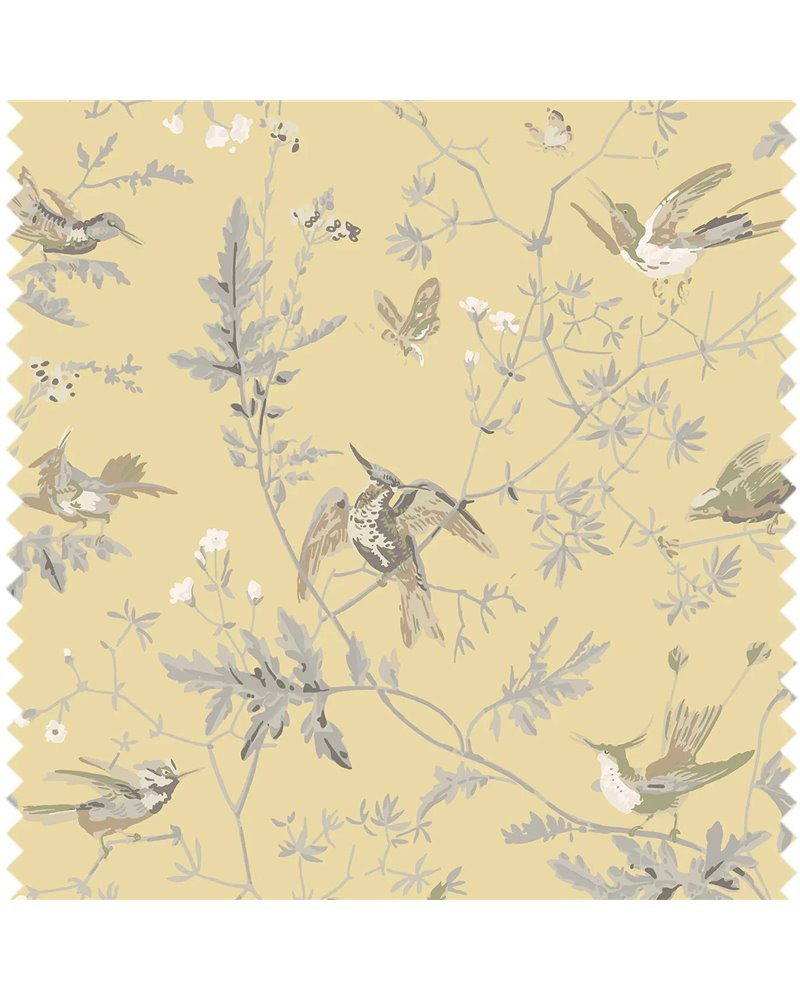 Hummingbirds 100% Silk Gold & Soft Grey F111-1001 Hummingbirds 100% Silk Gold & Soft Grey F111-1001