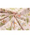 Hummingbirds Cotton Tangerine & Olive On Blush F125-3010