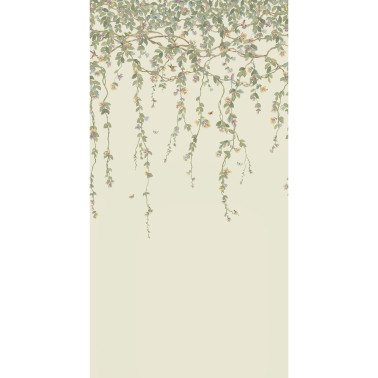 Hummingbirds Flora Multi Old Olive On Eau Du Nil 124-2013