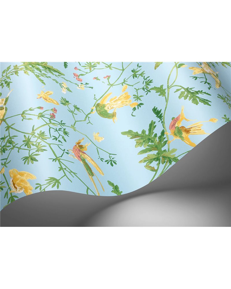 Hummingbirds Buttercup Yellow On Cornflower Blue 124-1004