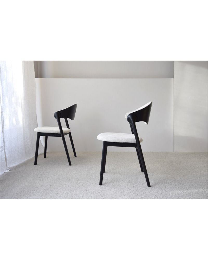 SET 2 SILLAS LEA. MADERA.NEGRO BEIGE