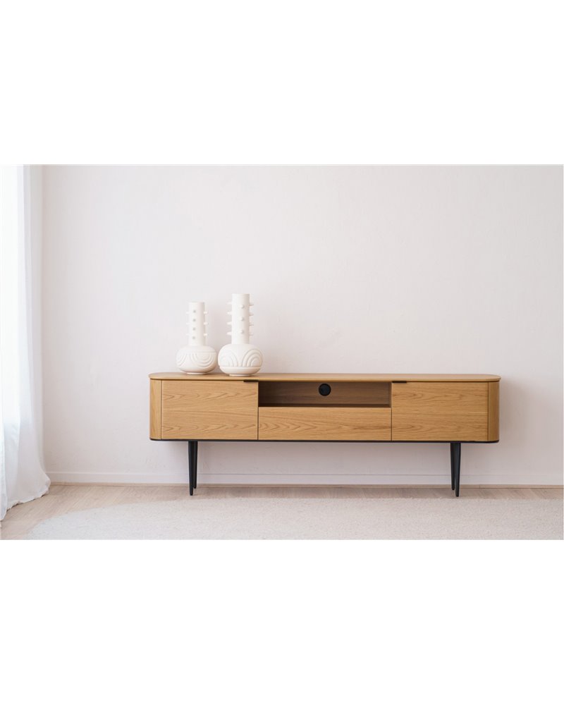 MUEBLE TV NEO. ROBLE Y METAL NEGRO MATE MUEBLE TV NEO. ROBLE Y METAL NEGRO MATE