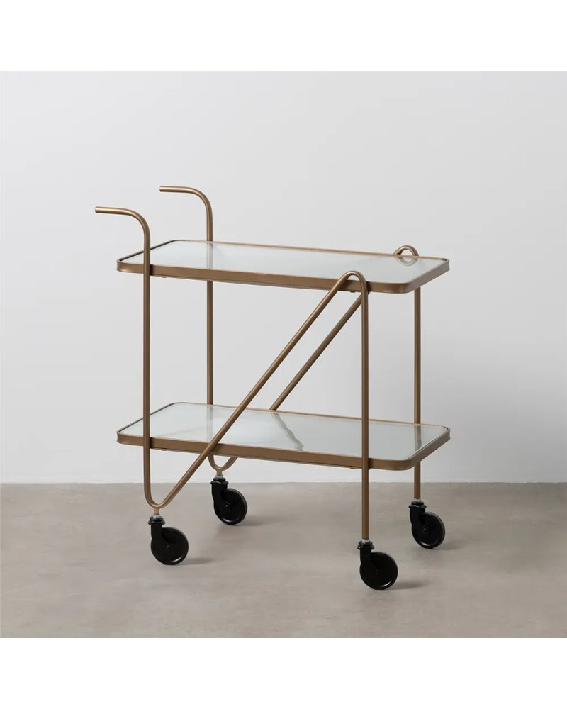 CAMARERA RUEDAS ORO METAL-CRISTAL 61 X 40 X 70 CM
