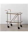 CAMARERA RUEDAS ORO METAL-CRISTAL 61 X 40 X 70 CM