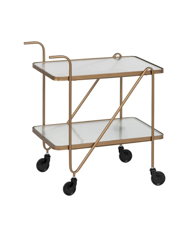 CAMARERA RUEDAS ORO METAL-CRISTAL 61 X 40 X 70 CM