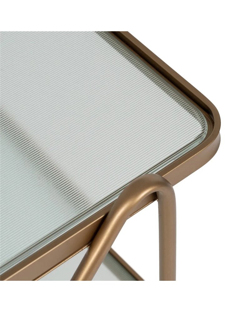 CAMARERA RUEDAS ORO METAL-CRISTAL 61 X 40 X 70 CM