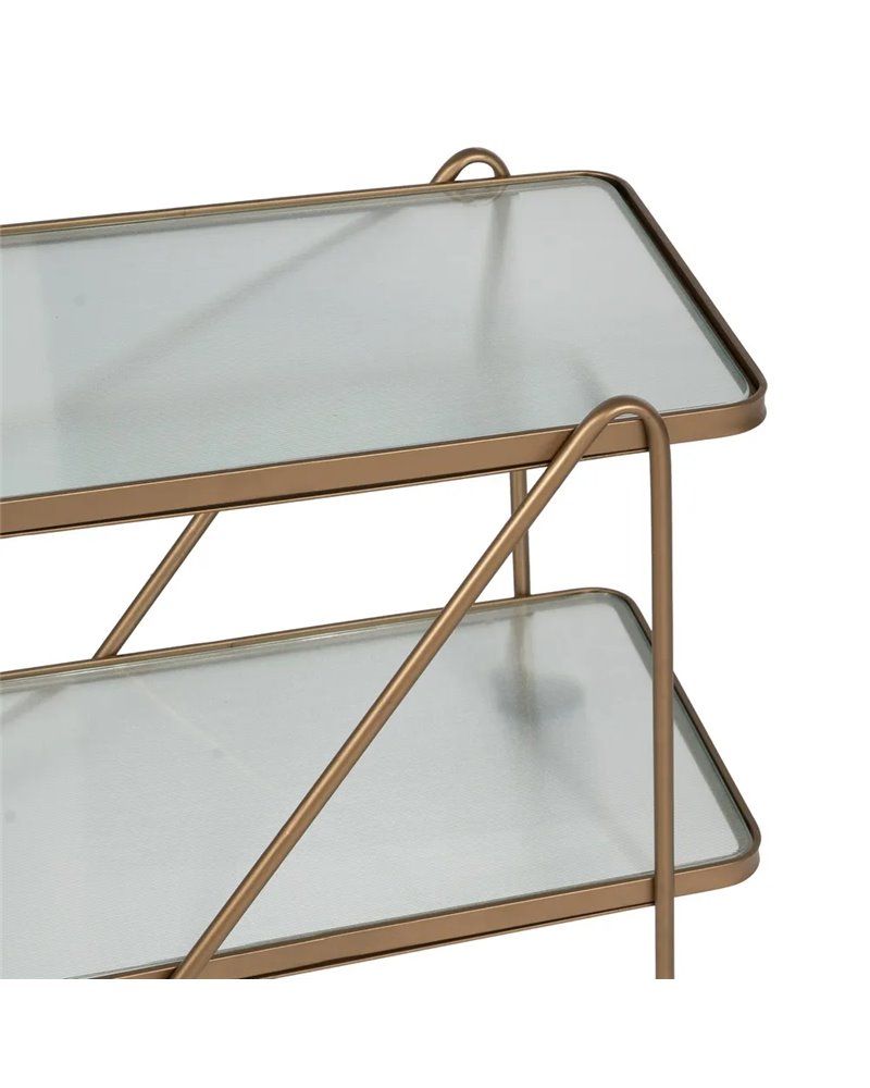 CAMARERA RUEDAS ORO METAL-CRISTAL 61 X 40 X 70 CM
