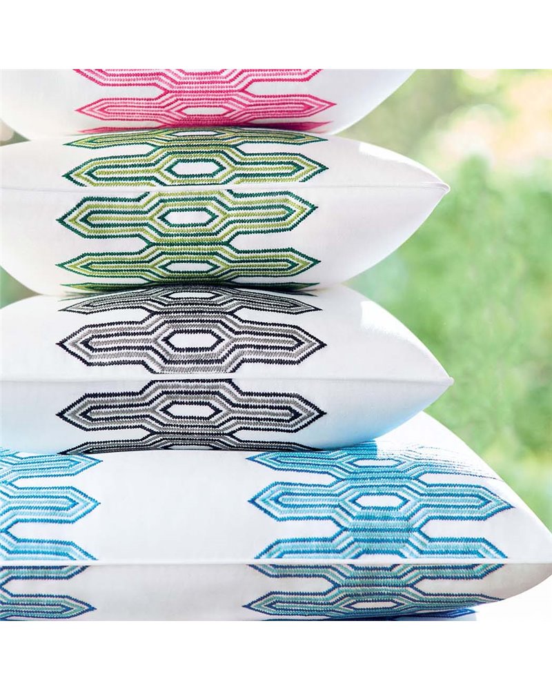 Nola Stripe Embroidery Aqua W720811