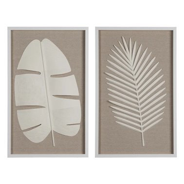 CUADRO HOJAS 2/M BLANCO PS-CRISTAL 50 X 3 X 80 CM
