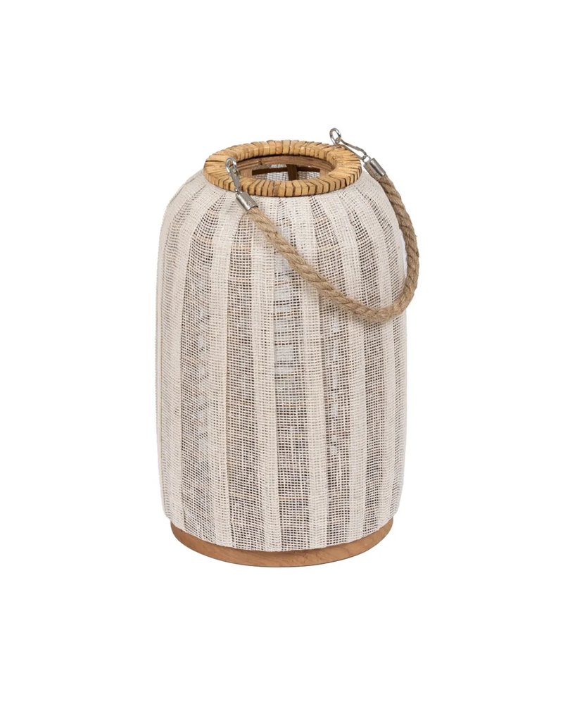 FAROL PORTAVELAS NATURAL-BEIGE BAMBÚ 20 X 20 X 33 CM