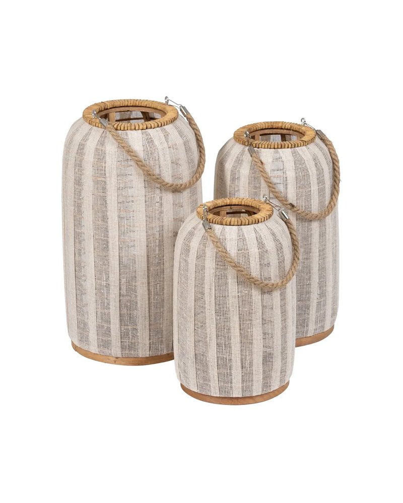 FAROL PORTAVELAS NATURAL-BEIGE BAMBÚ 20 X 20 X 33 CM