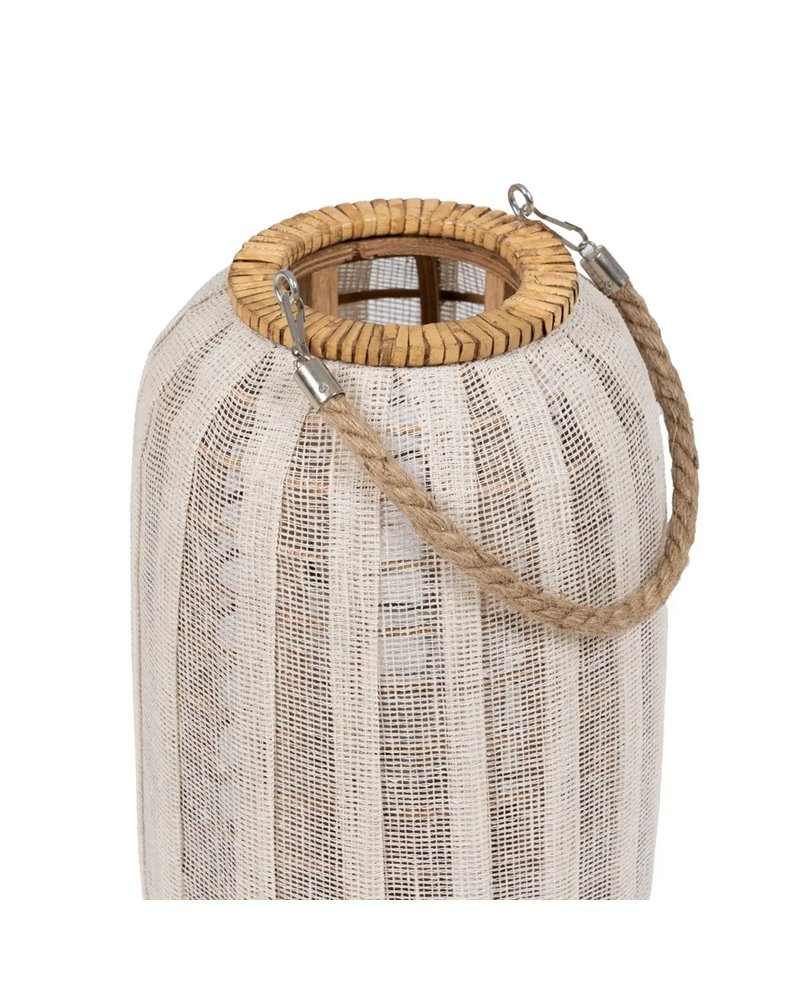 FAROL PORTAVELAS NATURAL-BEIGE BAMBÚ 20 X 20 X 33 CM