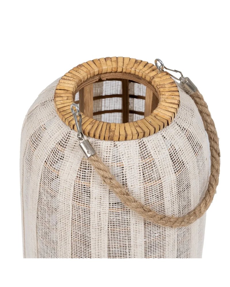 FAROL PORTAVELAS NATURAL-BEIGE BAMBÚ 20 X 20 X 33 CM