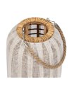 FAROL PORTAVELAS NATURAL-BEIGE BAMBÚ 20 X 20 X 33 CM