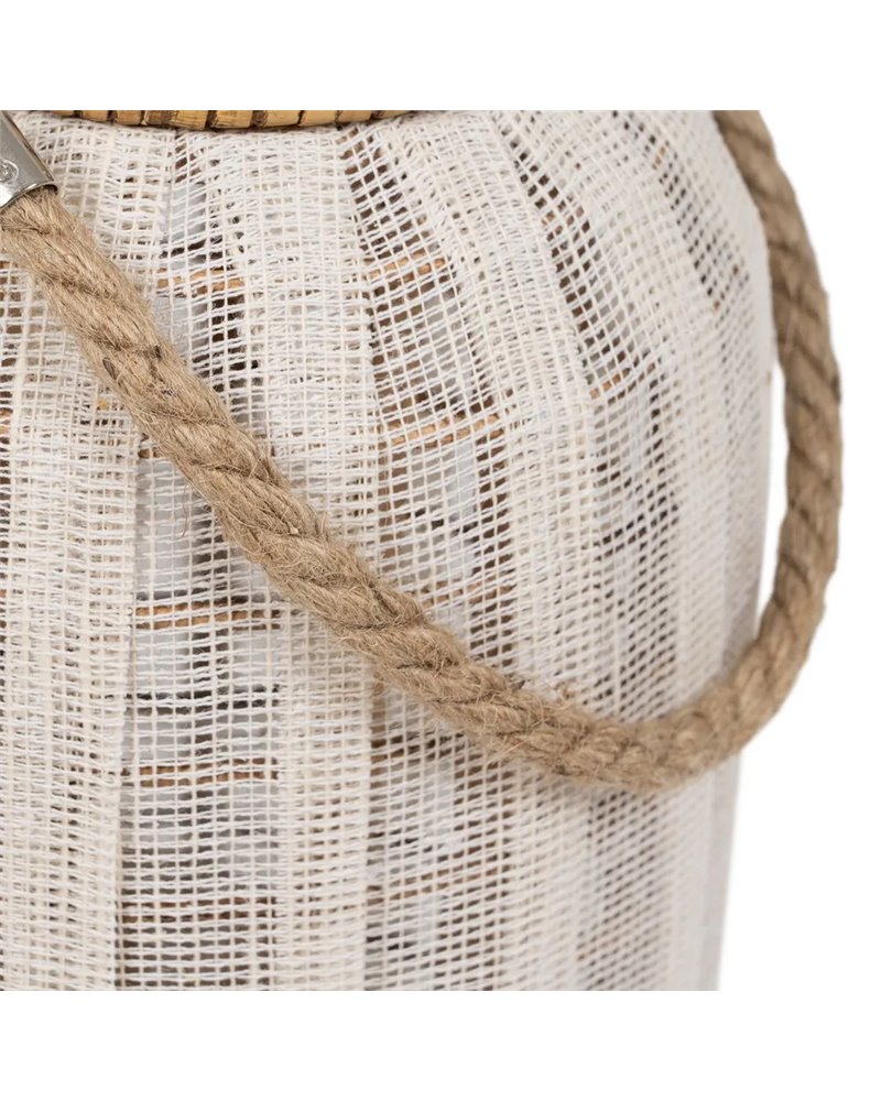 FAROL PORTAVELAS NATURAL-BEIGE BAMBÚ 20 X 20 X 33 CM