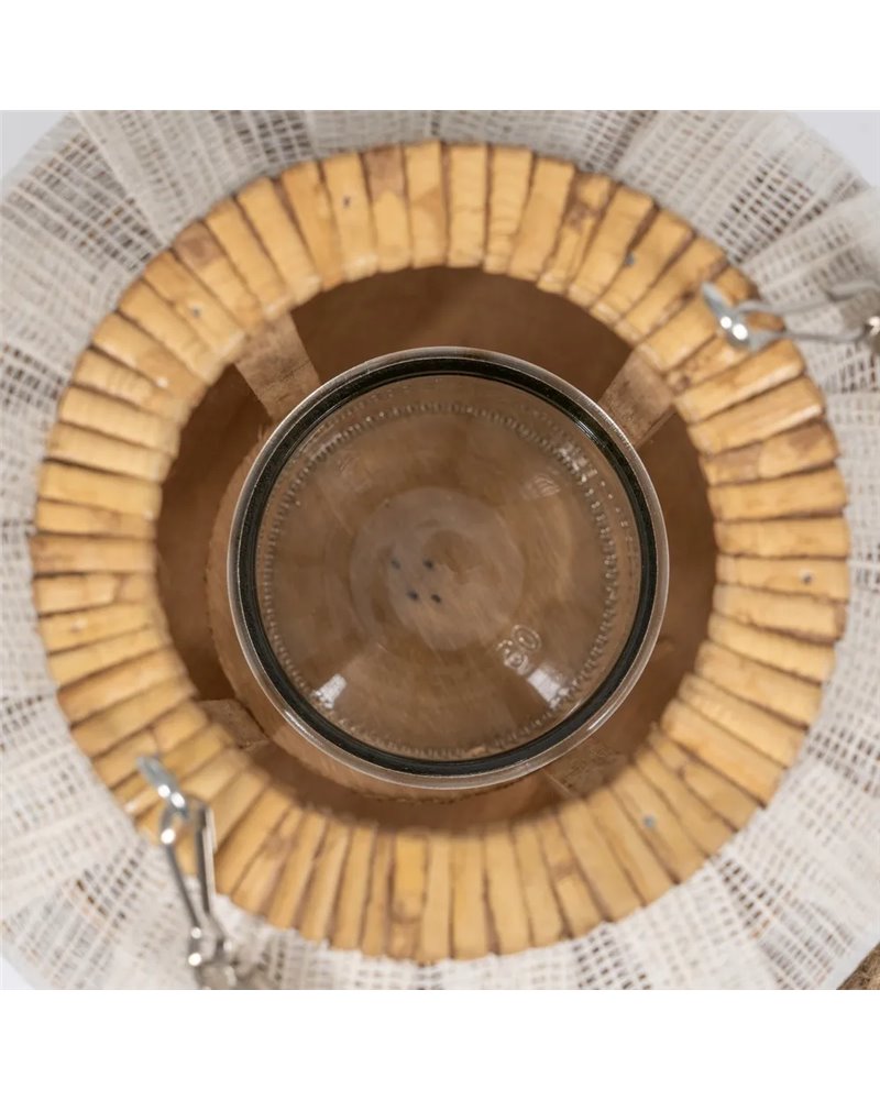 FAROL PORTAVELAS NATURAL-BEIGE BAMBÚ 20 X 20 X 33 CM