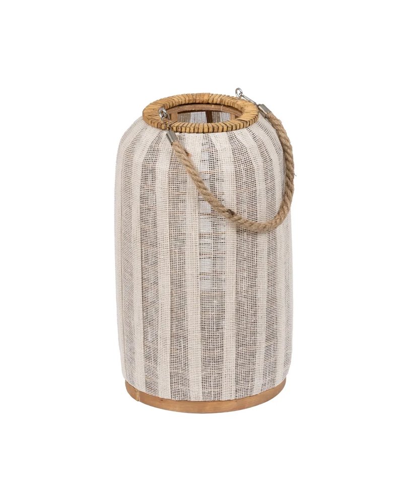 FAROL PORTAVELAS NATURAL-BEIGE BAMBÚ 22 X 22 X 38 CM