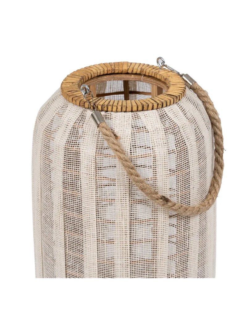 FAROL PORTAVELAS NATURAL-BEIGE BAMBÚ 22 X 22 X 38 CM