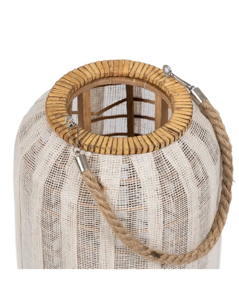 FAROL PORTAVELAS NATURAL-BEIGE BAMBÚ 22 X 22 X 38 CM