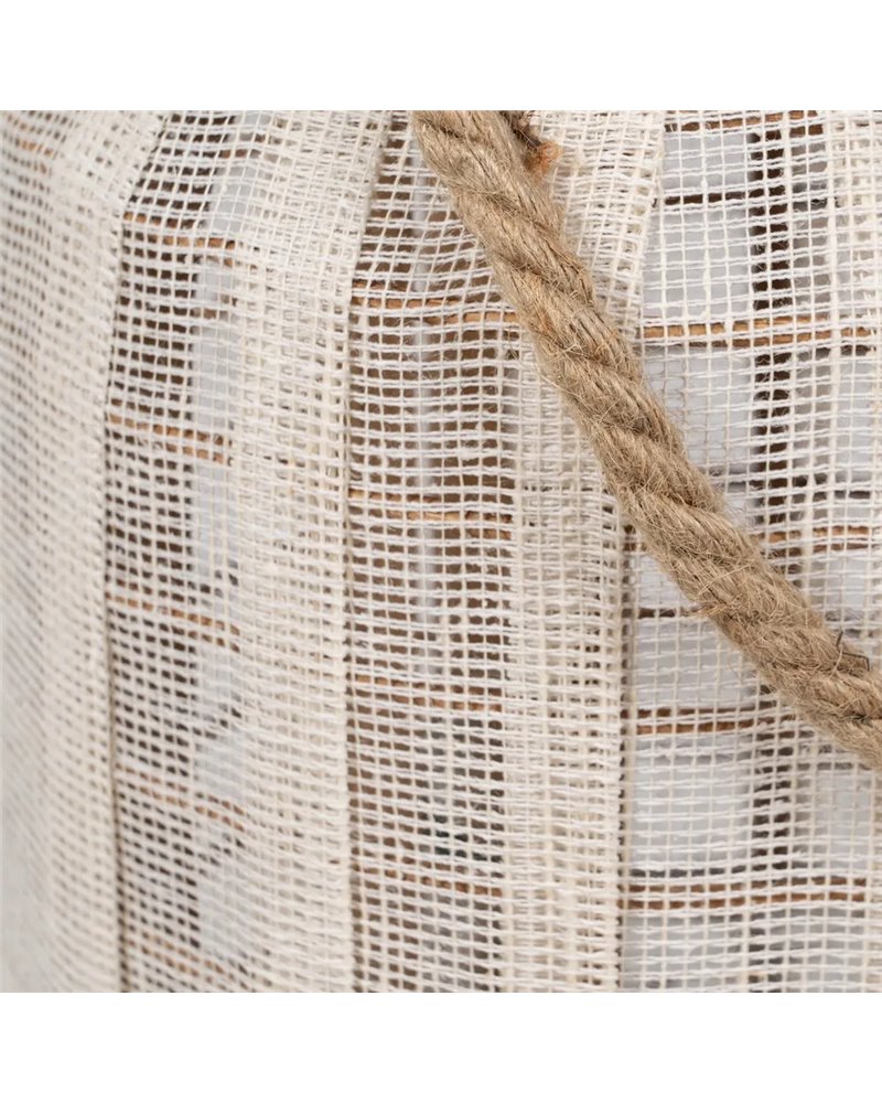 FAROL PORTAVELAS NATURAL-BEIGE BAMBÚ 22 X 22 X 38 CM
