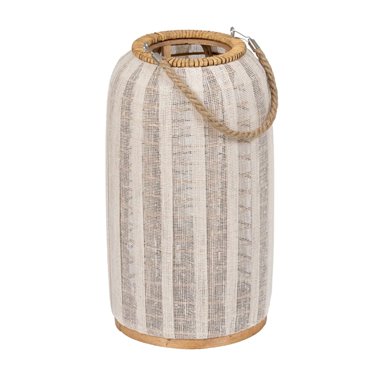 FAROL PORTAVELAS NATURAL-BEIGE BAMBÚ 25 X 25 X 45 CM