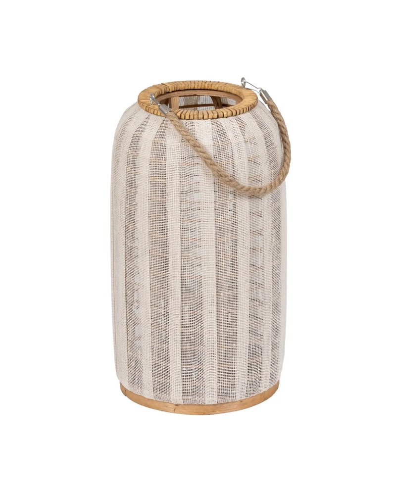 FAROL PORTAVELAS NATURAL-BEIGE BAMBÚ 25 X 25 X 45 CM