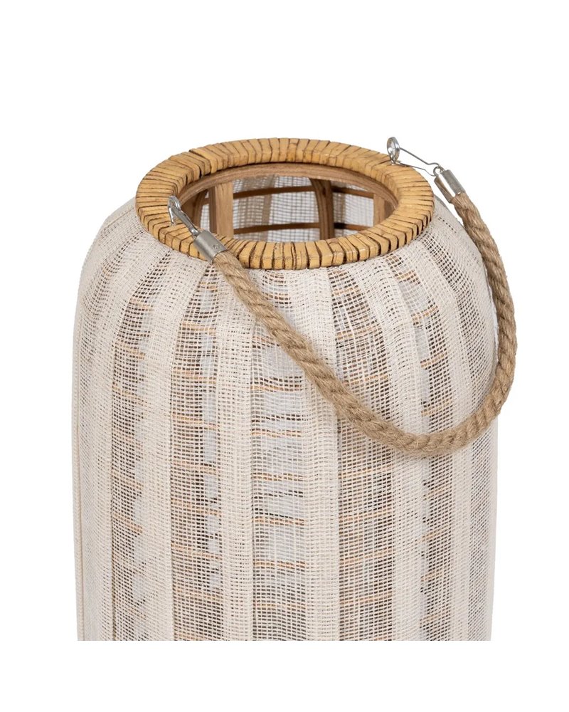FAROL PORTAVELAS NATURAL-BEIGE BAMBÚ 25 X 25 X 45 CM