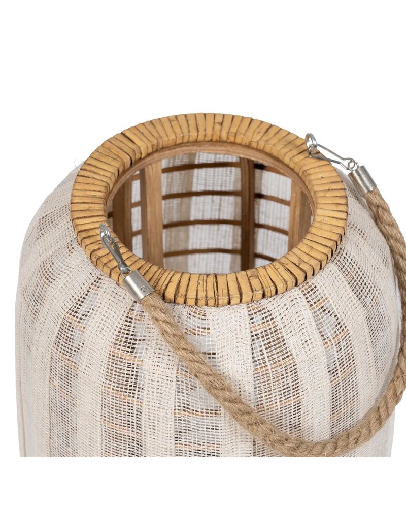 FAROL PORTAVELAS NATURAL-BEIGE BAMBÚ 25 X 25 X 45 CM