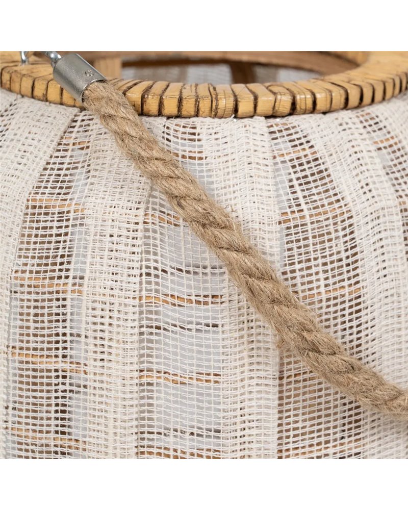 FAROL PORTAVELAS NATURAL-BEIGE BAMBÚ 25 X 25 X 45 CM